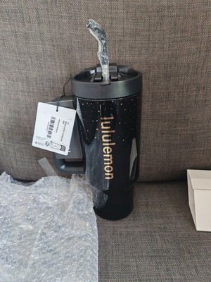 Lululemon Thermobecher mit Strohhalm 40 Unzen - Schwarz - Neu mit Etikett
