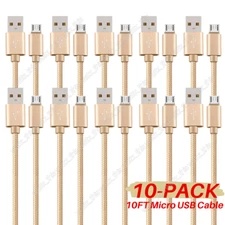 10PACK Heavy Duty Micro USB Fast Charger Data Cable Cord For Samsung Android Lot