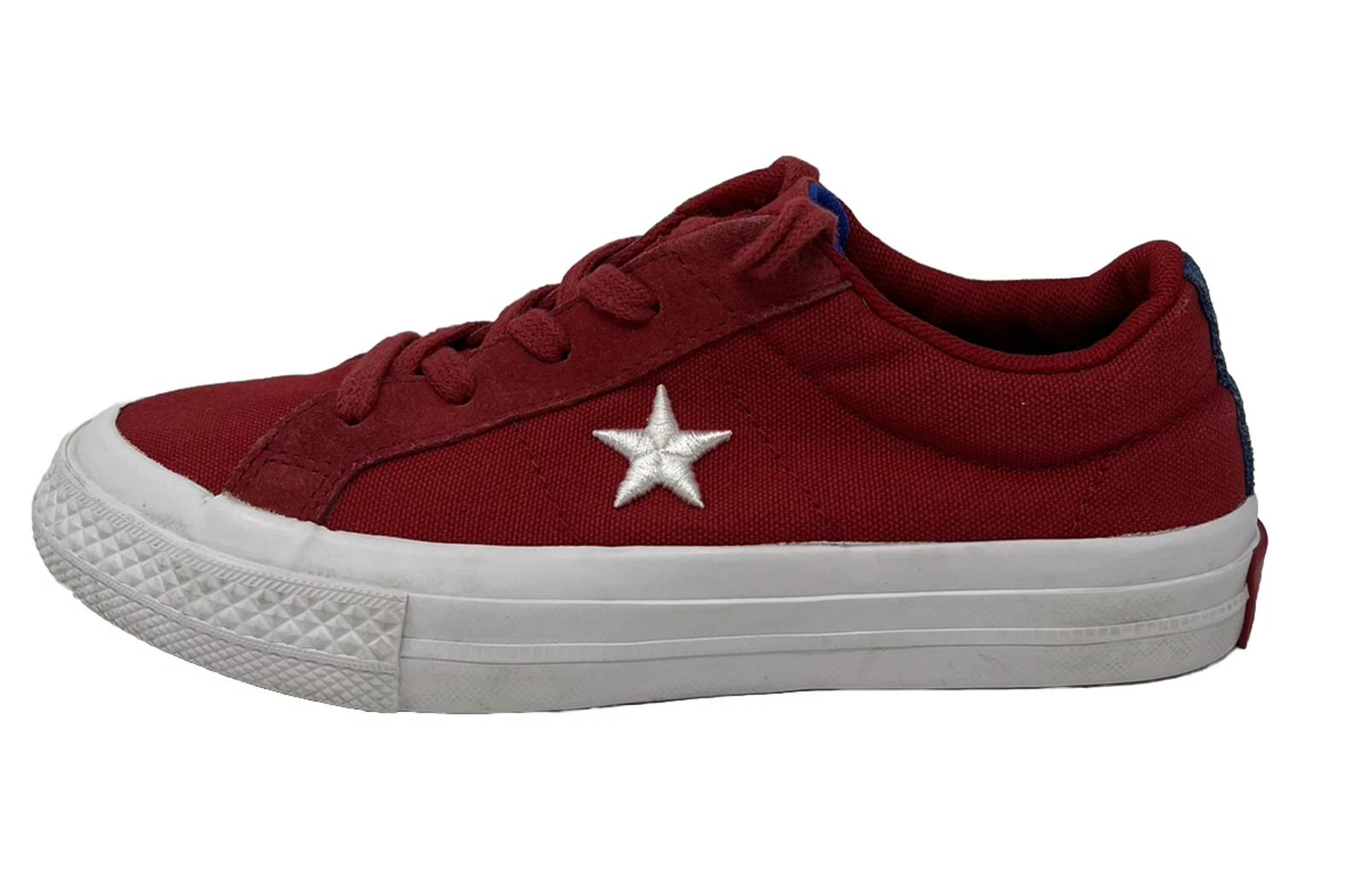 Scarpa classica Converse One Star rossa bianca stella USA Gioventù taglia 1 5 top bassa In perfette condizioni