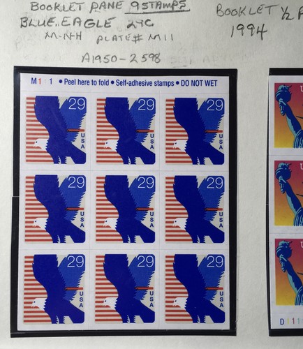 NANEE-B)US#2598-2599 BOOKLET PANE OF 9 EA. EAGLE ,STATUE OF LIBERTY,29C,BK84 - Picture 2 of 3