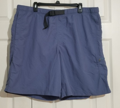 Columbia Cargo Short Men 2X Blue Omni-Shade Mesh Lined Nylon Hiking Fishing #217