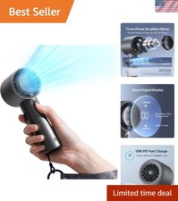 Compact 5000mAh Handheld Fan with Digital Display - Perfect for Camping & Travel