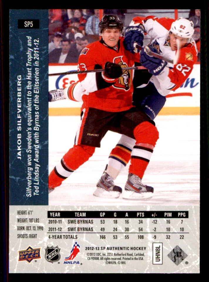 2012-13 SP Authentic 1994-95 SP Retro #SP5 Jakob Silfverberg - Image 2 of 2