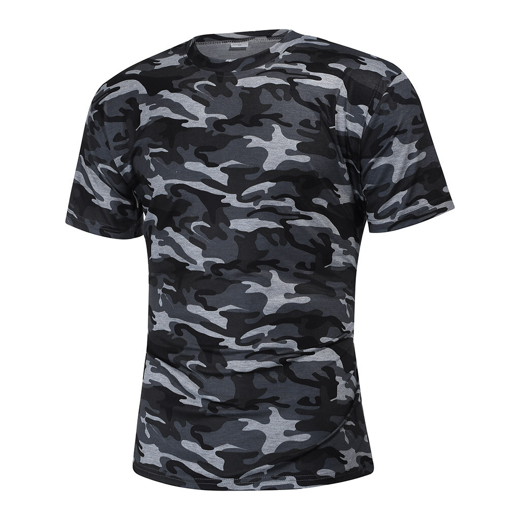 Mens Comfort Cotton Short Sleeve Camouflage TShirt Camo Military Top