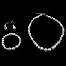 3Pcs Exquisite Necklace Earrings Bracelet Set for Women Girl Bridal