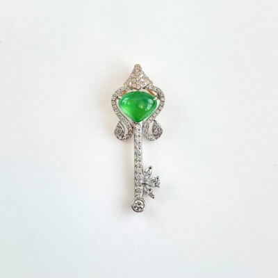 【KATHY JADE】Icy Emerald Green Key Jadeite Jade Pendant《Grade A》 | eBay