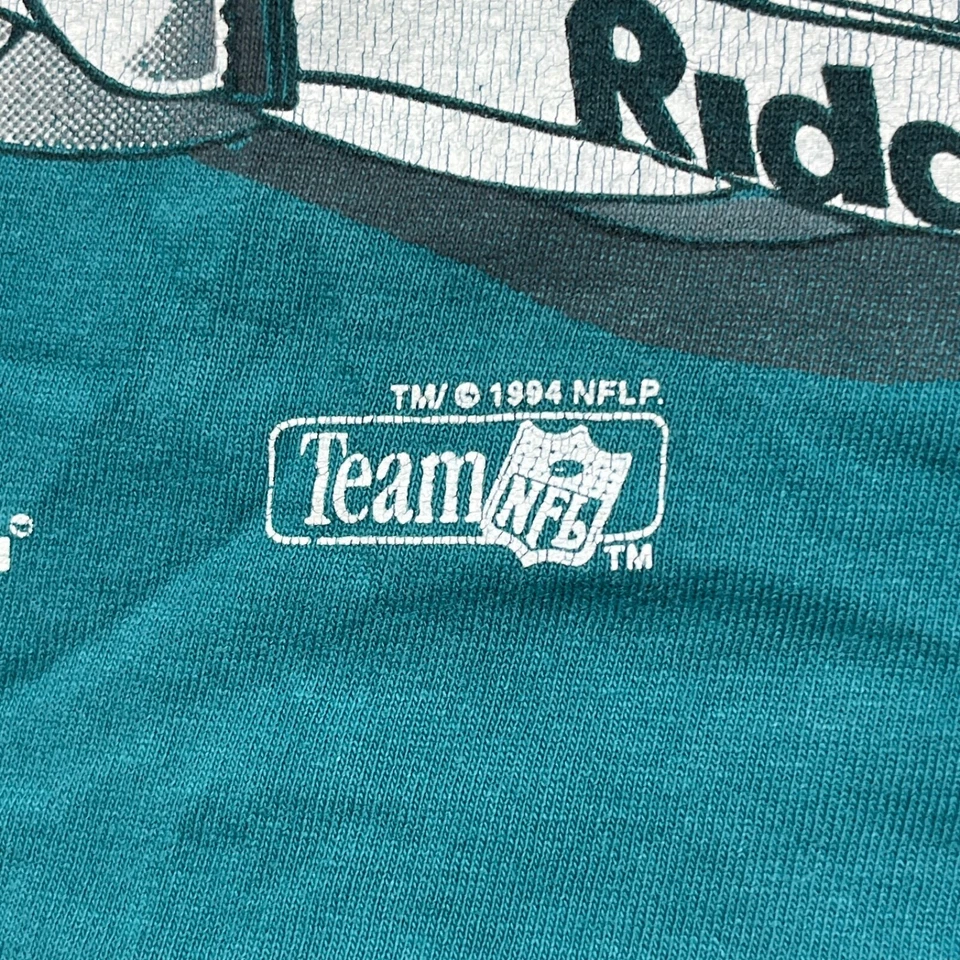 Винтажная мужская футболка Miami Dolphins Lg Aqua Riddell сделано в США одинарный шов - Изображение 3 из 4