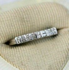 Anniversary Ring 1.25Ct Simulated Diamond 14k White Gold Wedding Band Size 6.5