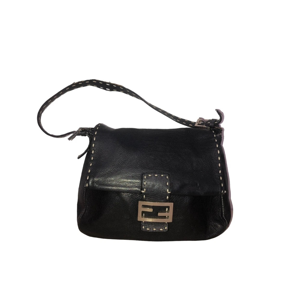 Fendi, Bags, Vintage Fendi Black Leather Baguette Bag