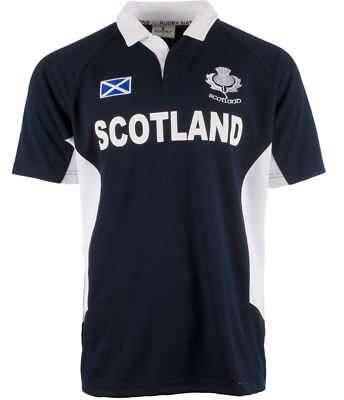Herren Rugby Nationen Rugby Shirt mit Distel Design in Marine Größe 2XL