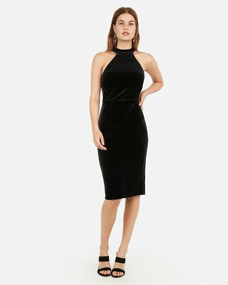 Express black velvet dress cheap