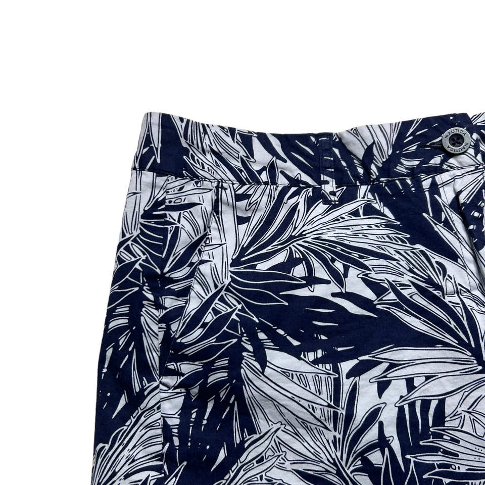 Pantalones Cortos Hawaianos Nautica Midi Para Mujer Talla 8 Azul Marino Estampado Floral Chino tiro Medio Foto 4 de 4