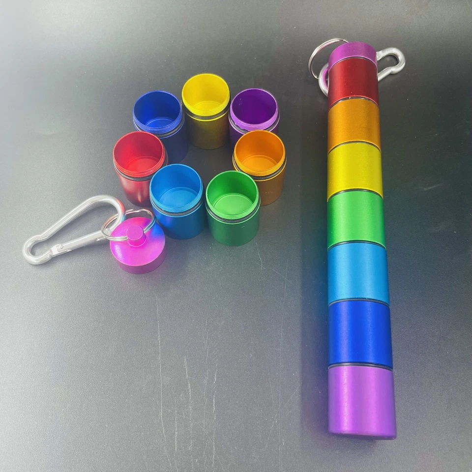 Aluminum Pill Container Pocket Pill Case Portable Pill Box 7 Compartments Pill - Image 4 of 4