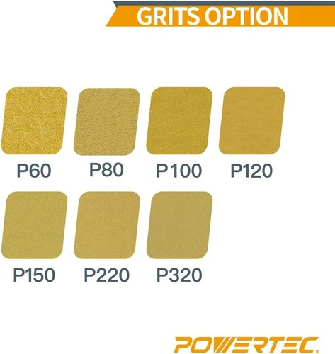 POWERTEC 44012G-50 5 Inch 8 Hole Hook and Loop Sanding Discs, 120 Grit, 50 PK - Picture 2 of 6