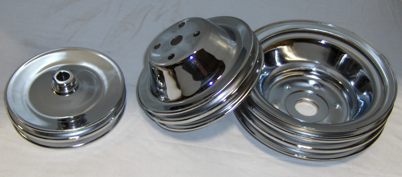 Chrome Small Block Chevy Pulley Set 3 Pulleys Long Pump SBC 283 305 350 383 400 eBay