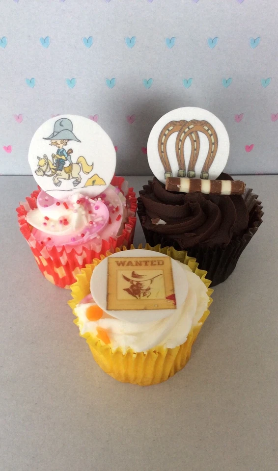 24 Cowboy Western Wild West Premium Cupcake Cake Toppers Edible Rice Wafer Paper - Image 3 of 3