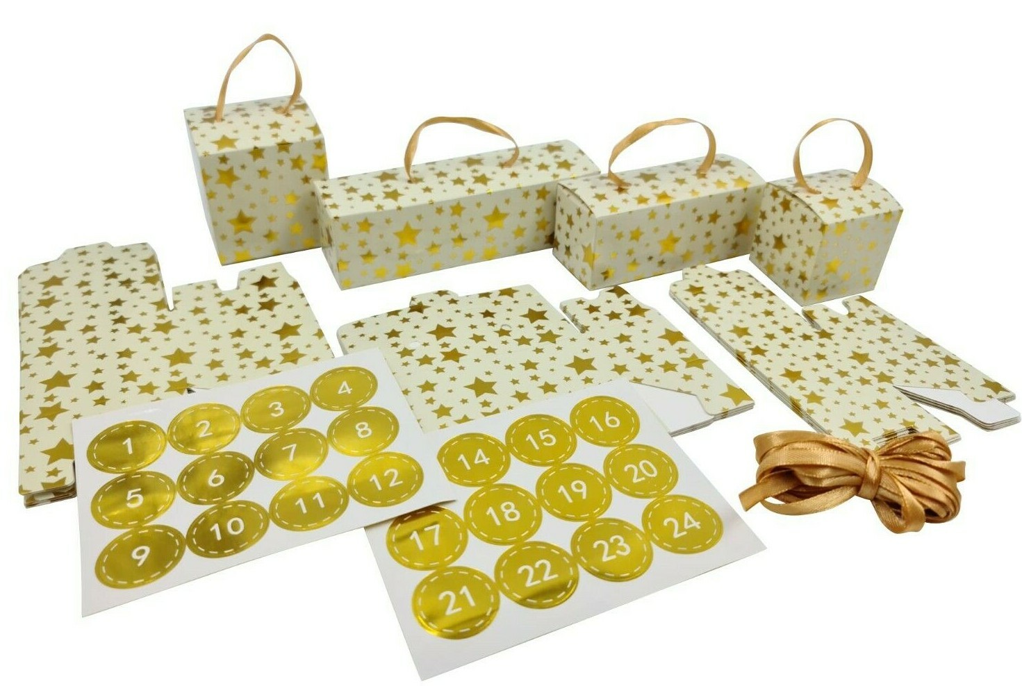 Make & Fill Your Own Advent Calendar Vintage Christmas Tree Decoration GOLD
