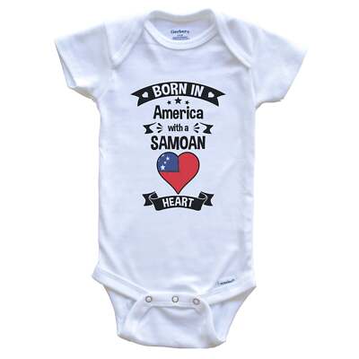 Born In America With A Samoan Heart Samoa Flag Baby Bodysuit