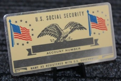 PERMA CARD Metal US Social Security ID Card Custom Engraved [080CHR]
