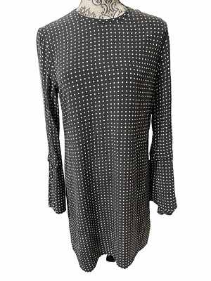 Equipment Femme Women’s Small Black/White Polka Dot Long Sleeve Silk Dress 