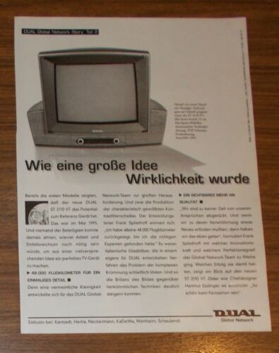 Seltene Werbung vintage DUAL VT 2110 VT Nostalgie Design Fernseher 1997 - Bild 1 von 1