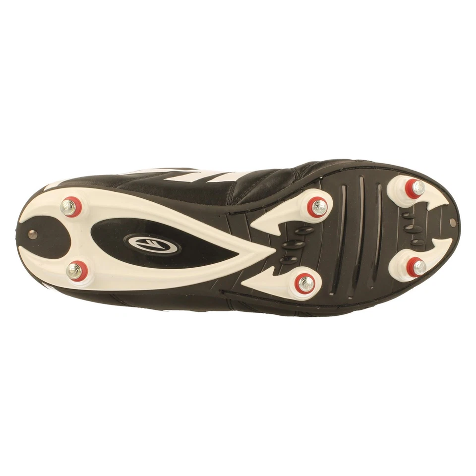 Garçons Hi Tec Noir à Lacets Clouté Chaussures de Foot Souple Sol League Pro - Photo 4/4