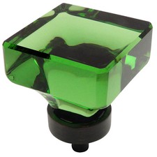 Cosmas 6377ORB-EM Oil Rubbed Bronze  Emerald Glass Square Cabinet Knob