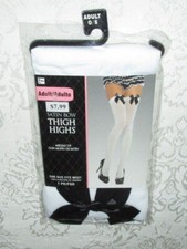 Adult 14 Satin Bow Thigh Highs One Size Fits Most White, Black