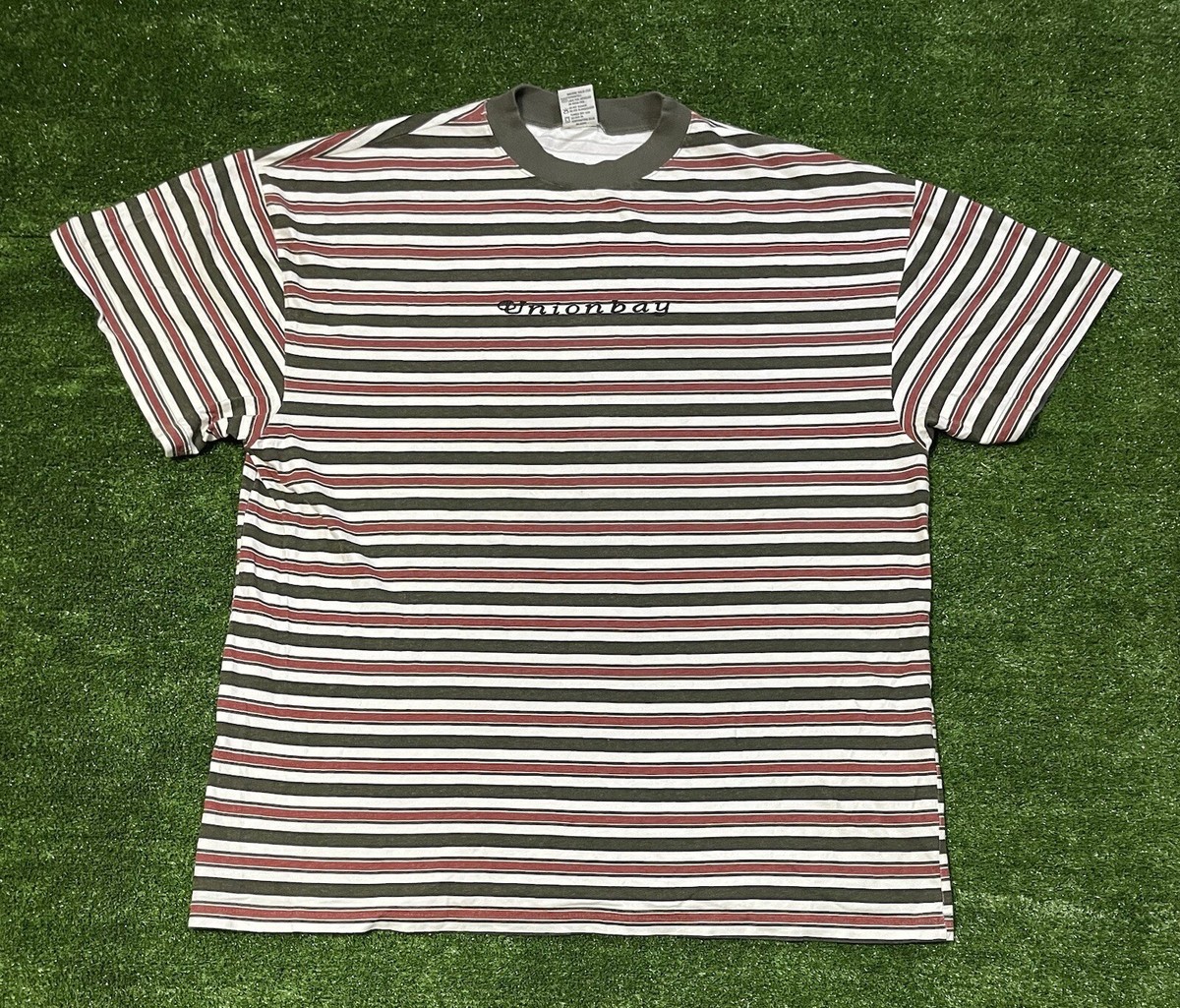 Vintage Men's OS Unionbay 80s Spell Out Striped Grunge Skate T