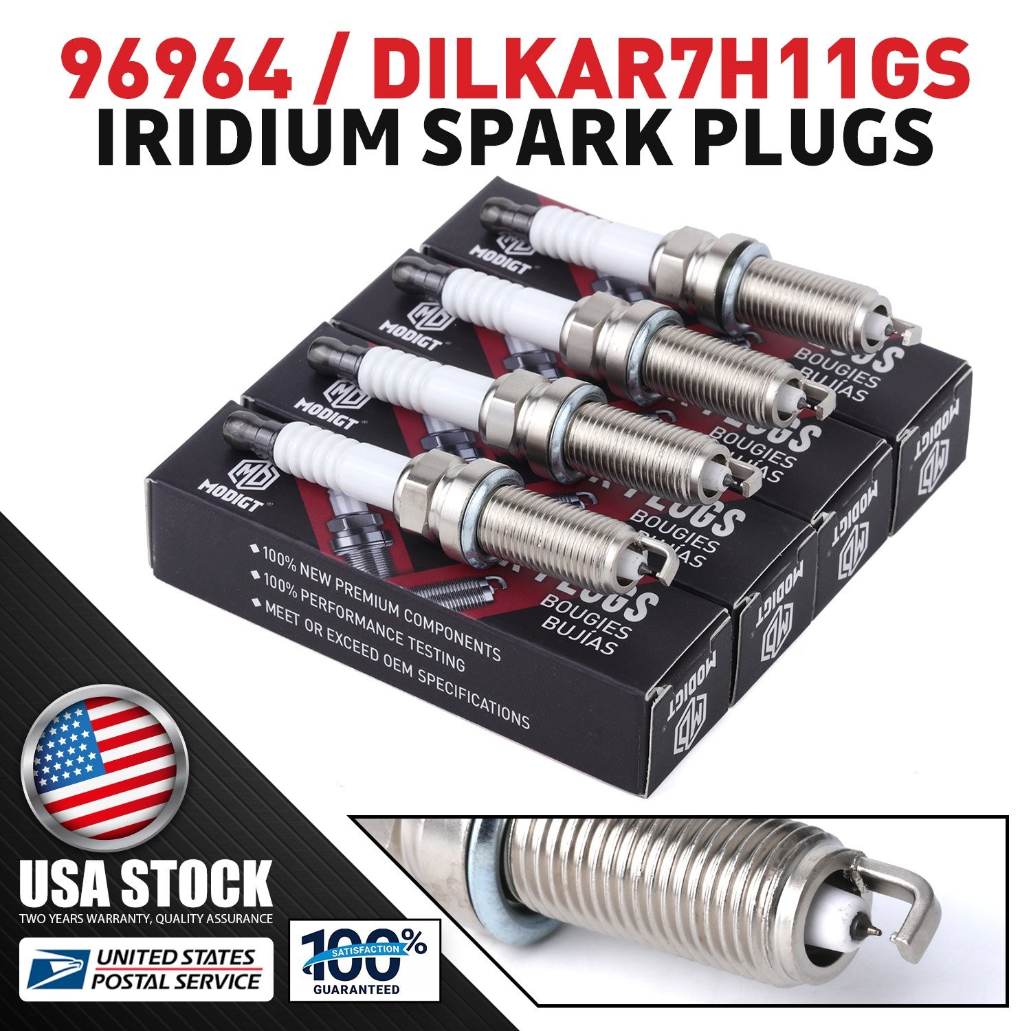 4Pcs High-quality Iridium Spark Plugs For NGK 96964/DILKAR7G11GS OEM Replacement