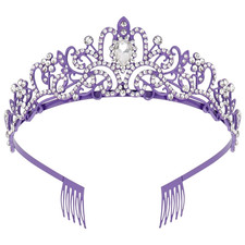 Purple Tiara Crown Headband Princess Crowns for Women Girls with Combs Princess