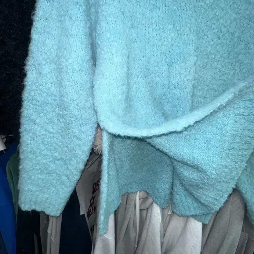 D2 Light Blue Side Split Patterned Knit Sweater -… - image 3