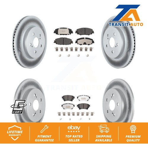 Coated Disc Brake Rotors And Semi-Metallic Pad Front Rear Kit For Toyota Corolla - Picture 1 of 9