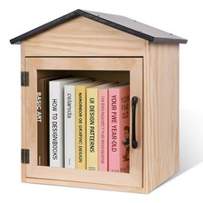 Little Library Box Outdoor Wooden Cabinet DIY Garden Storage Weatherproof Book