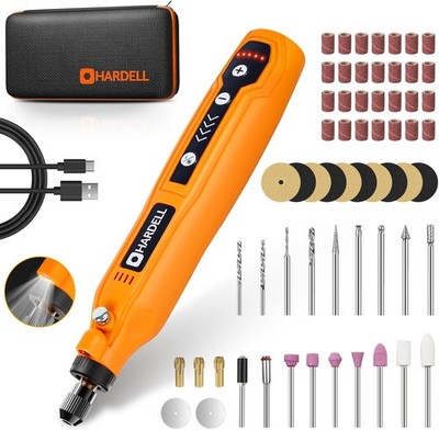 HARDELL Mini Cordless Rotary Tool   5-Speed, 69 Accessories, USB Charging