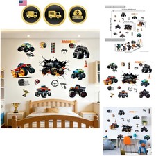 Monster Truck Stickers Race Car Wall Decals Monster Truck Wall Decals for Tee...