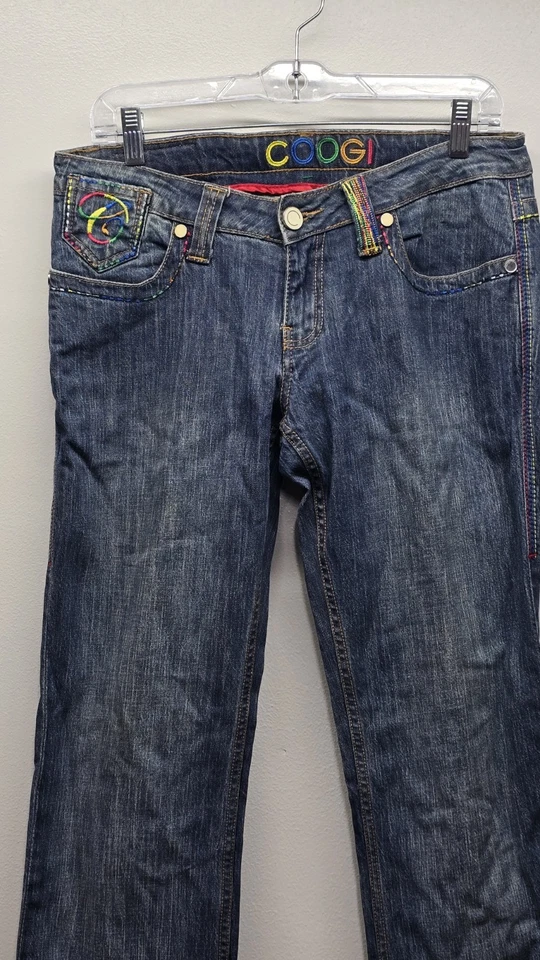 COOGI Low Rise Y2K Jeans Women's 11 / 12 Embroidered Straight Leg Med Wash 32 - Image 2 of 4