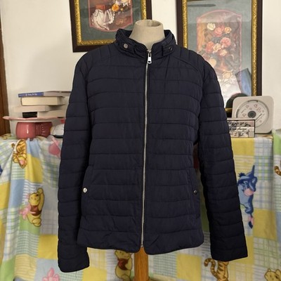 NY & C navy quilted jacket full zip snap buttons pockets lightweight women's XL