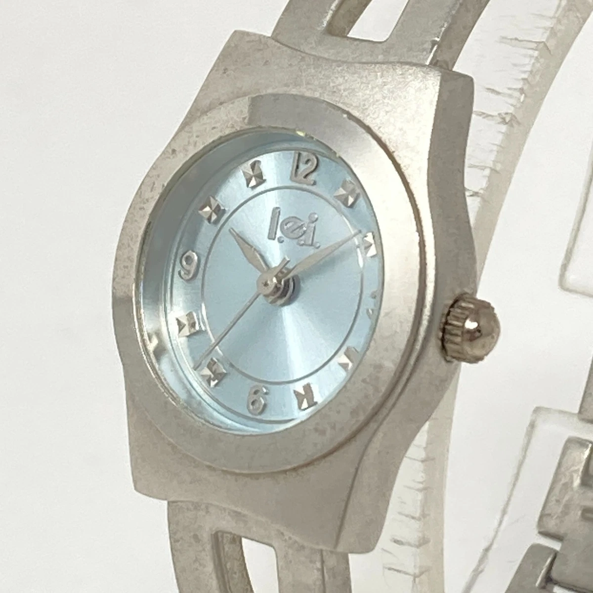 Vintage L.e.i. LEI Watch Silver Case Brown Leather Riveted Band Y2K‎ Big Buckle $8 each *Mark Naimer Watch Set includes watch, pen, and  main image 2
