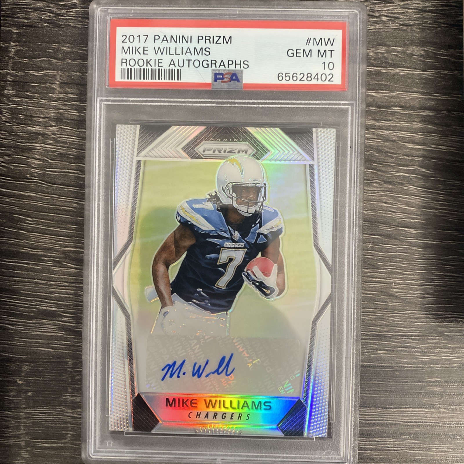 2017 Panini Prizm Rookie Auto Silver Prizm Mike Williams #RA-MW Auto RC PSA 10