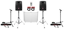  2 Rockville RPG12 12" Powered 800w DJ PA Speakers LED Stands Facade 2 Mics