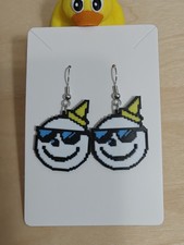 Party Emoji Earrings Smiley Face - Retro Pixe...