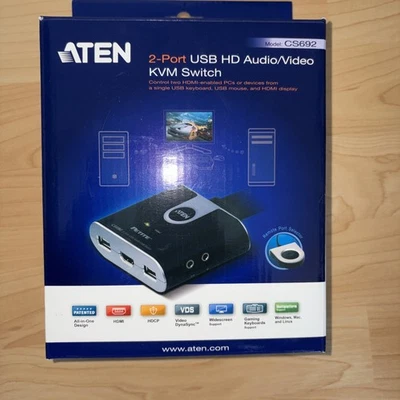 Conmutador KVM ATEN CS692, USB, HDMI, Audio, 2 Puertos - Imagen 1 de 4