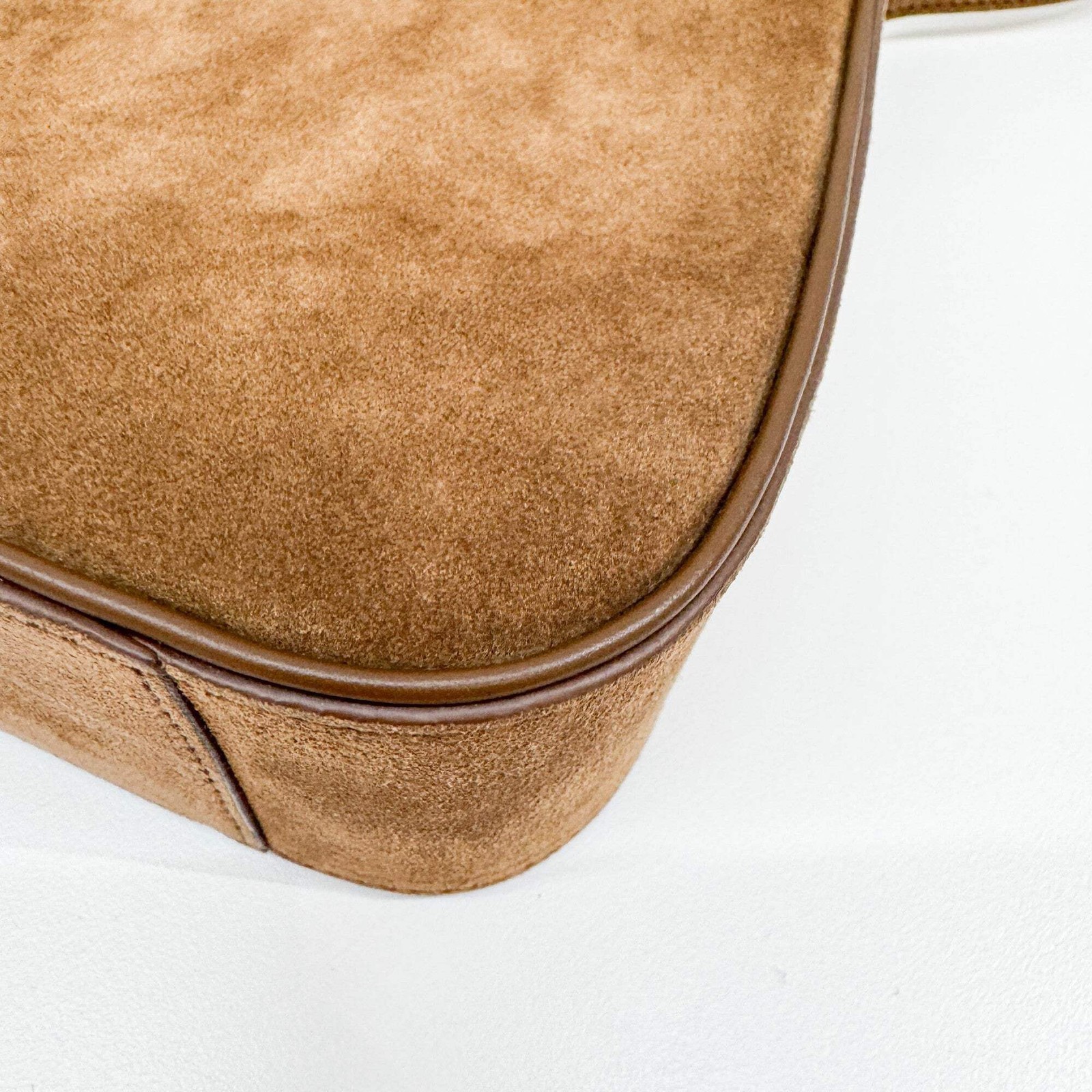 SAINT LAURENT Fur Trim Brown Suede Shoulder Bag thumbnail 12