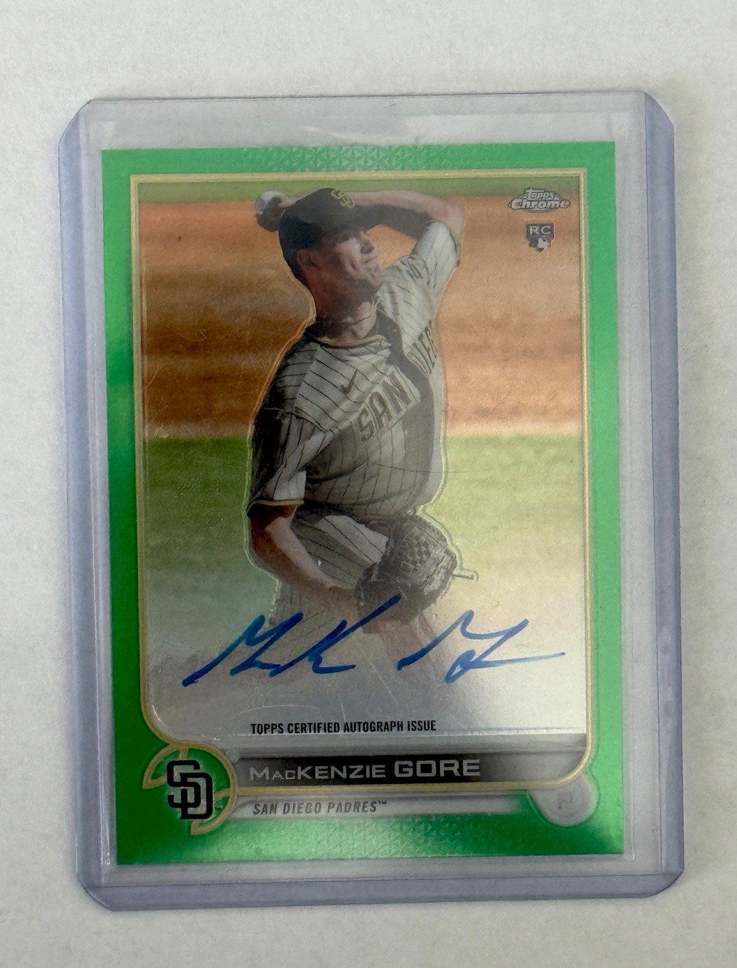 2022 Topps Chrome MacKenzie Gore RC Auto Green Refractor /99 Padres Rookie Auto