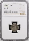 1841-O NGC AG3 Liberty Seated Dime 10c - New Orleans Mint