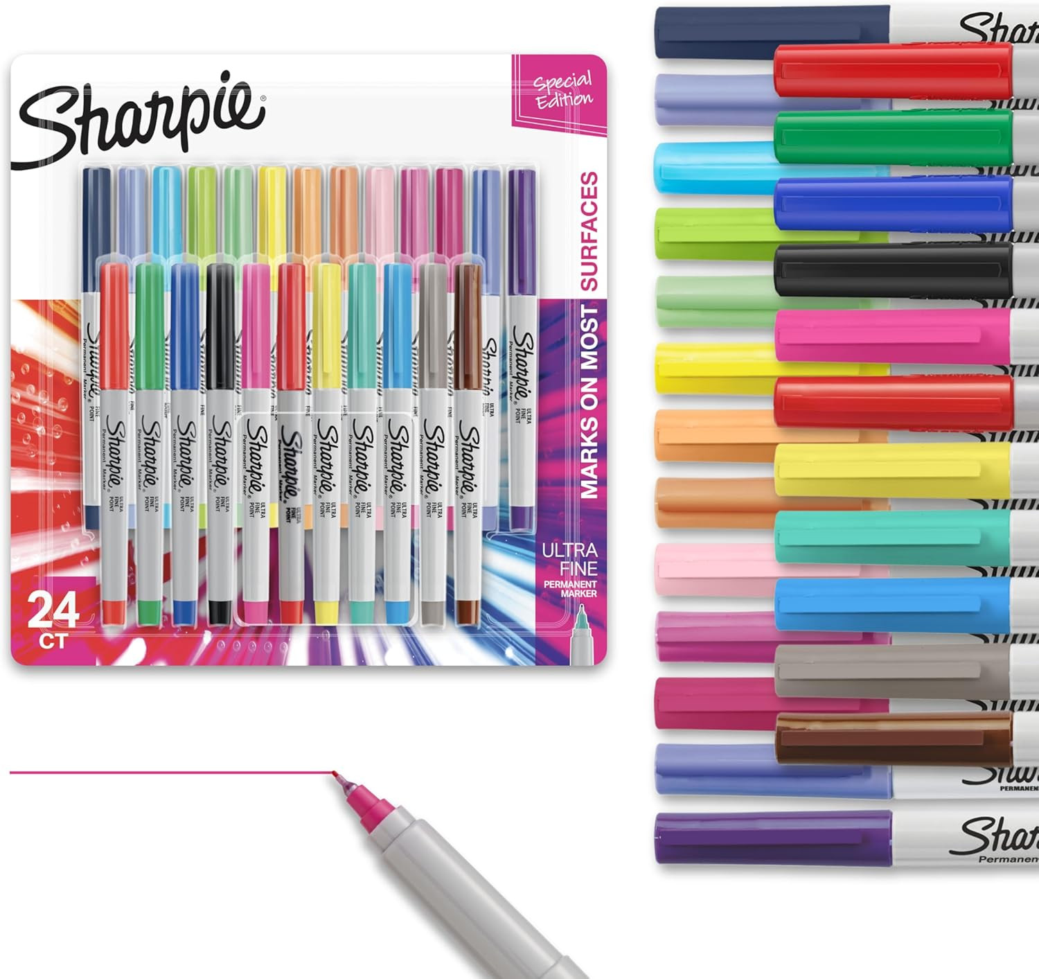 Sharpie Color Burst Permanent Marker Set, Ultra-Fine Tip Mar
