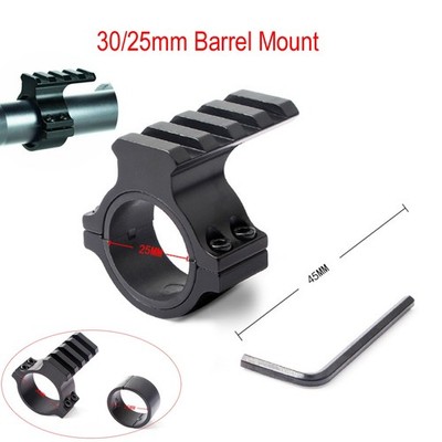 Scope Barrel Mount 1'' - 25mm & 30mm Ring Adapter with 20mm Weaver Picatinny Rail
