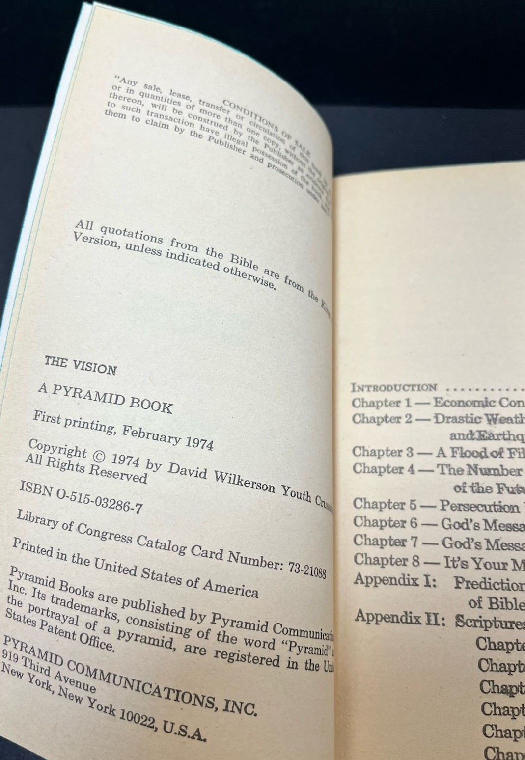 The Vision By David Wilkerson 1974 1st Printing Prophecy Doomsday Rapture