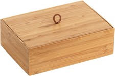 WENKO Terra Bamboo Organiser Box with 3 Compartments - Storage Box, Bathroom Ba